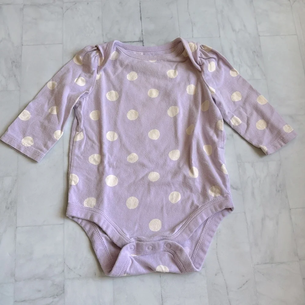 Baby Gap Pastel Purple Polka Dotted Cotton Bodysuit